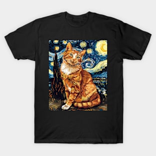 Cat Starry Night Moonlight Marvels T-Shirt